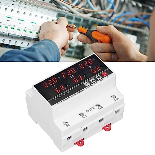 Voltímetro Syrisora trifásico regulable para carril DIN con protector contra sobretensión AC300V 4