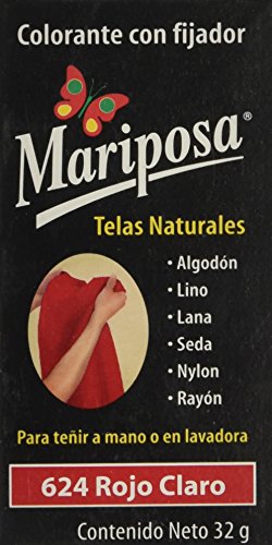 Opiniones de Pintura para Ropa Mariposa los mejores 10. 43 Colorante Mariposa Pastilla 32 grs 624 Rojo Claro