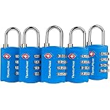5 Pack TSA Luggage Locks with 4 Digit Combination – Heavy Duty Set Your Own Padlocks for Travel, Bag
