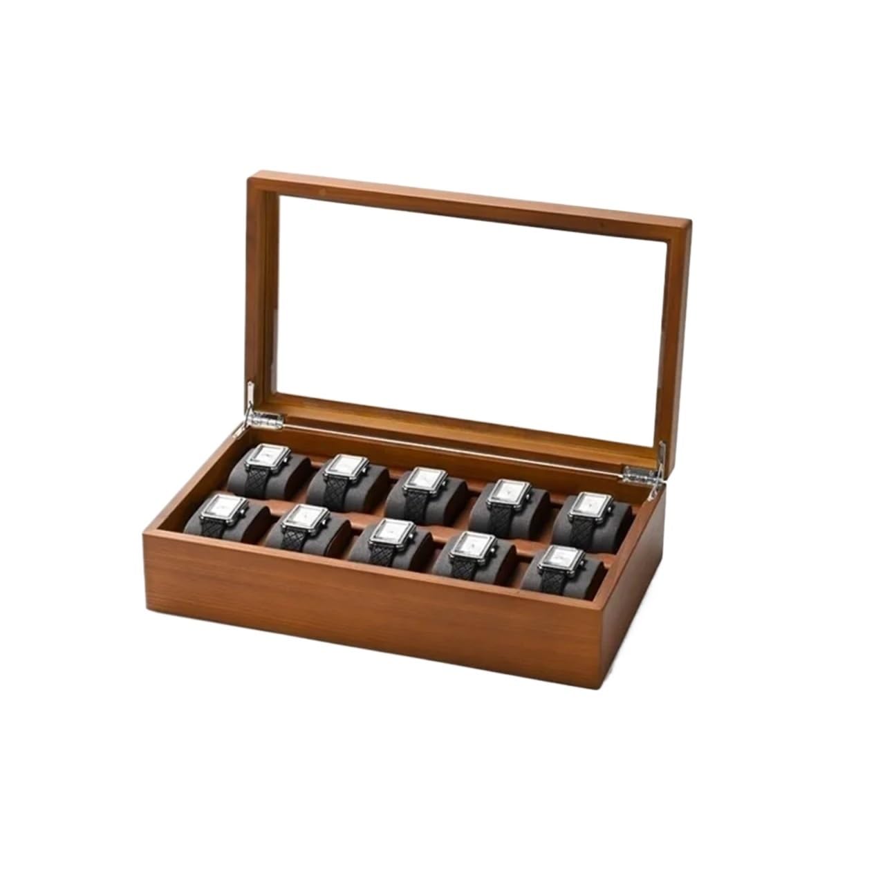LPATEBCVU Solid Wood Watch Box 10-Slots Watch Box Wooden Jewelry Organizer Large Multifunctional Display Case Storage