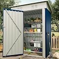 5x3 FT Outdoor Storage Shed, Tool Shed with Sloping Roof and Lockable Door, Compact Metal Tool Garden Shed for Garden, Backyard, Patio