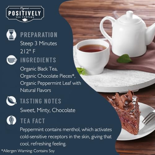 Image of Organic Positively Tea Company, Mint Chocolate Chip, Black Tea, Loose Leaf, 16 Ounce