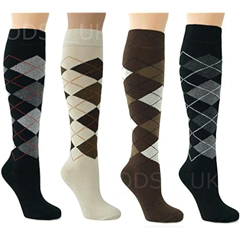 6 PAIR MENS LONG HOSE COTTON RICH ARGYLE GOLFING SPORT KNEE HIGH SOCKS UK 6-11 Cover