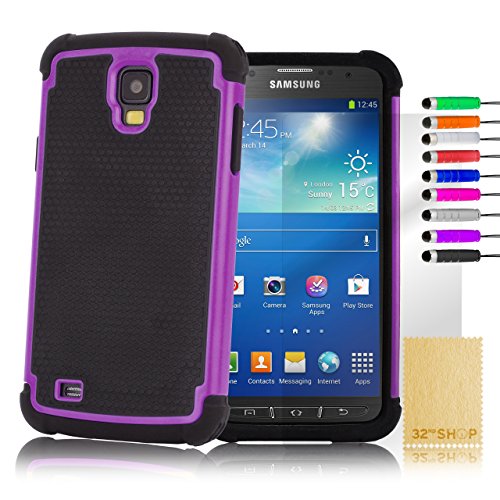 32ndShock Proof Heavy Duty Defender Case Cover for for Samsung Galaxy S4 Active i9295 - Purple