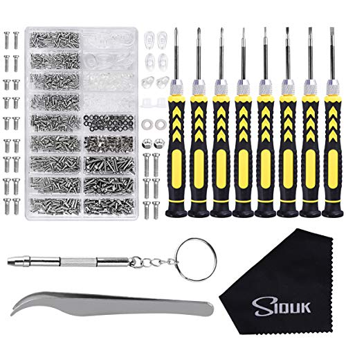 SIQUK Kit de Réparation de Lunettes 8 en 1 Tournevis Précision Lunettes et 6 Paires Plaquettes de Nez pour Lunettes Montre Bijoux
