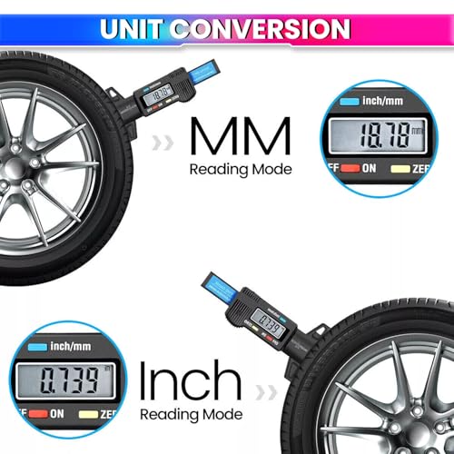 Image of amiciTools Digital Tire Thread Depth Gauge with LCD Display, 0-25mm Accurate Measurement for Cars, Trucks, Motorcycles Wheel