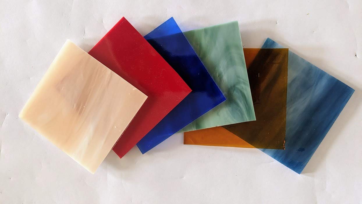 96coe Fusible Opal, Cathedral, and Textured Glass Sheets by Stallings Stained Glass (6 Pieces (4