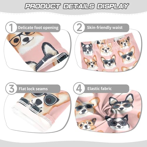 Corgi Wear Glasses Girls Leggings,Workout Leggings for Girls Toddler Athletic Leggings Size for 3-10T3