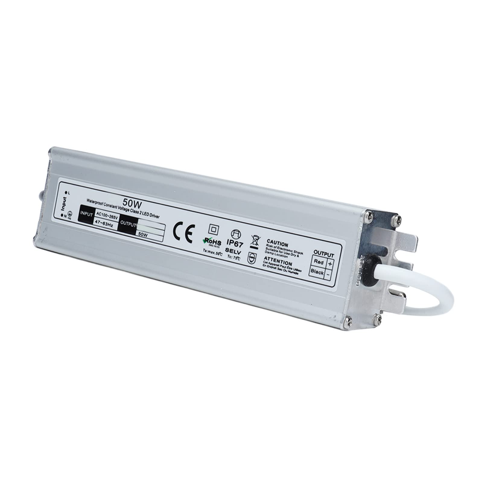 Driver LED 50W 12V/24V Impermeabile IP67 Trasformatore LED Alimentatore LED da 100~265V AC a 12V/24V DC Uscita a bassa tensione per luce LED, Computer Project, Industrial(Spine UE-24V)