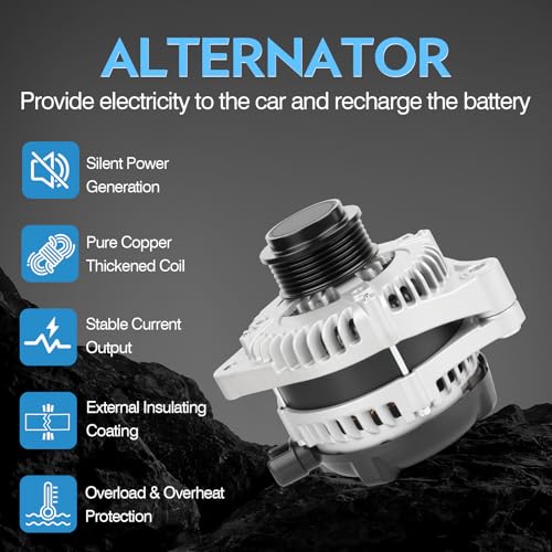Image of New Alternator for Honda Odyssey V6 3.5L 2014 2015 2016 2017 High Output 130 Amp Alternator 11775,11775N,400-52718R,31100-RV0-A11,31100-RV0-A11RM,31100RV0A11RM,104211-8520,31100-RV0-A11