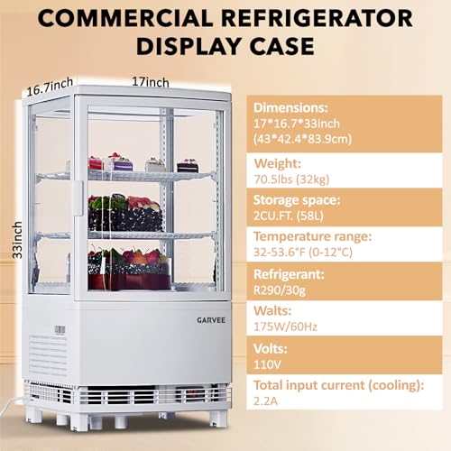 Image of Garvee 2.0 Cu.Ft Beverage Refrigerator with Glass Door, Countertop Double Door Drink Cooler, Commercial Fridge for Drinks and Snacks, 110V, White