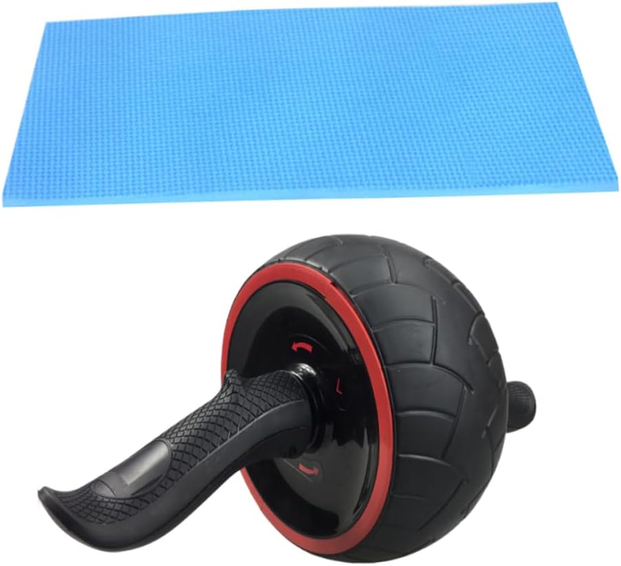VICASKY Rubber AB Wheel Roller with Knee Mat Adjustable Fitness Device for Core Strength Training Abdominal Exercise Home Gym Equipment