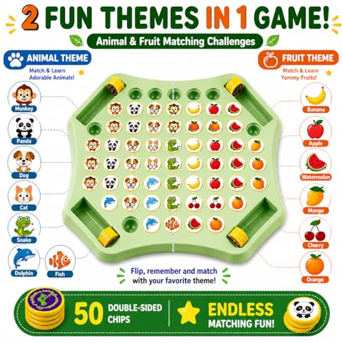 Image of Flip and Match Memory Board Game | Mind Puzzle & Flipping Chess Match Game for Kids and Boys Ages 7-14