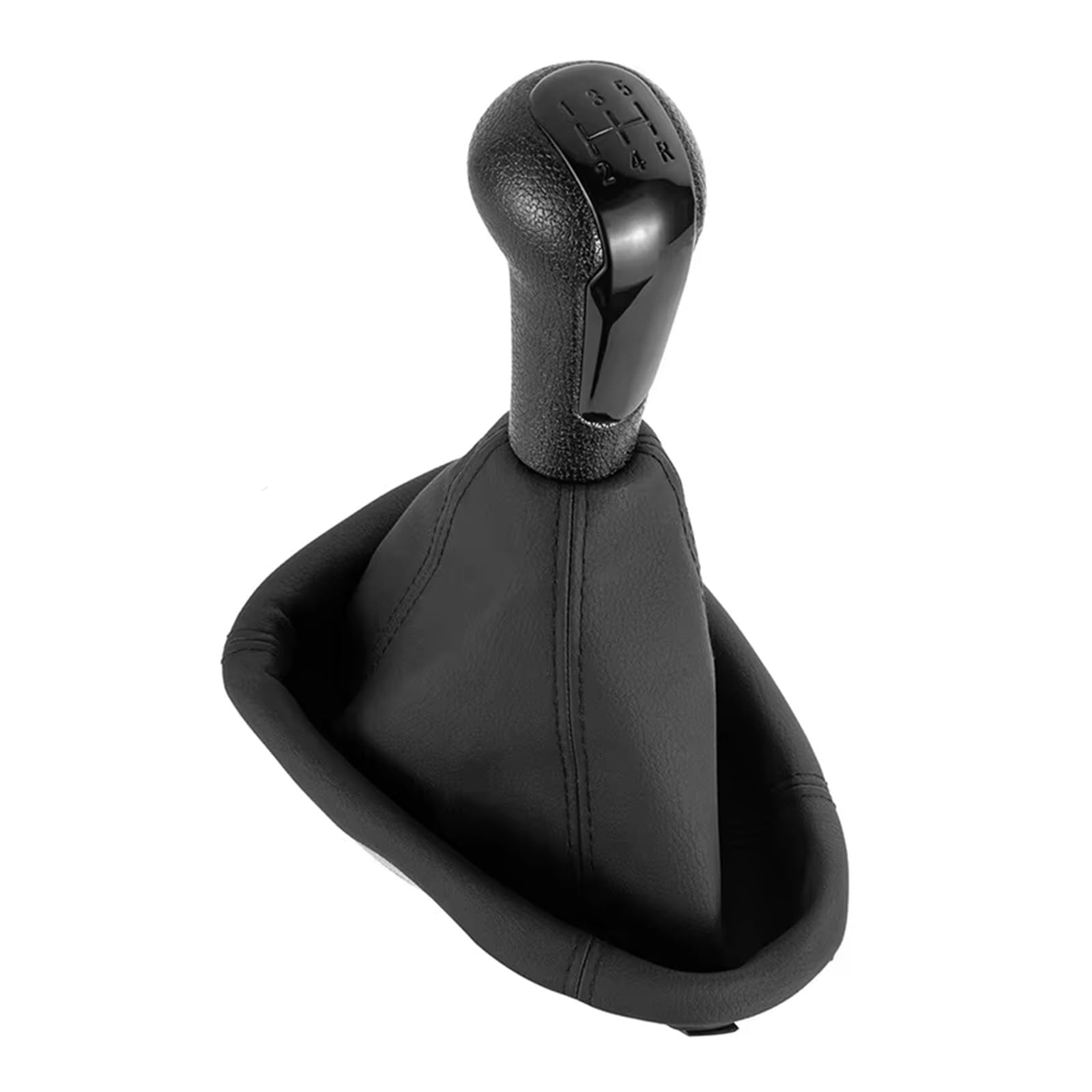 OUVECR Car Shift Gear Knob Handle for Chevrolet for Matiz for Spark M300 2011-2016 PU Leather Gaiter Boot Cover 5 Speed Shifter Lever Change Konb Gear Shift Cover(Black Set)