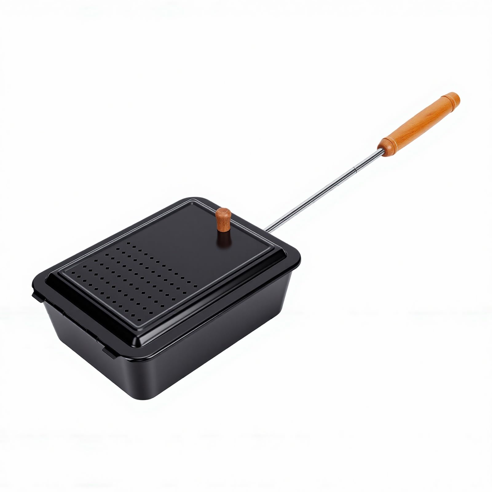 Dpofirs Macchina per Popcorn da Campeggio, Macchina per Popcorn Vecchio Stile con Vassoio per Antiaderente e Manico in Legno per il Campeggio di Casa