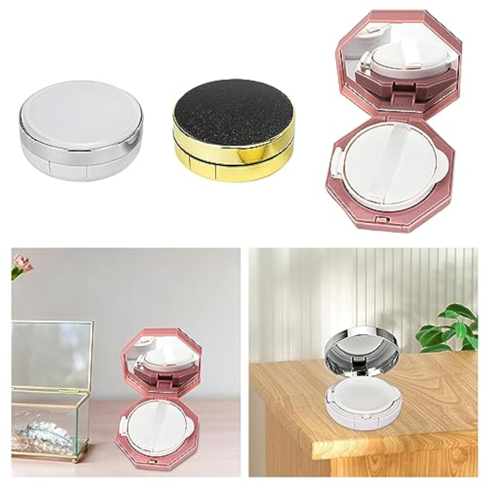 4x Air Cushion Box with Powder Puff Case for DIY Foundation