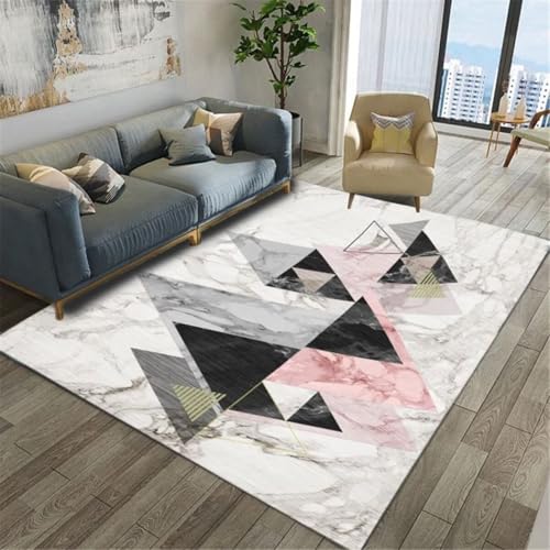 Tapi salon rose design géométrique 180x280cm aux finitions soignées - 2
