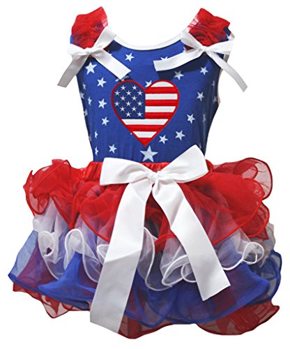 Image of Petitebella USA Heart Shirt Petal Skirt Outfit Nb-8y