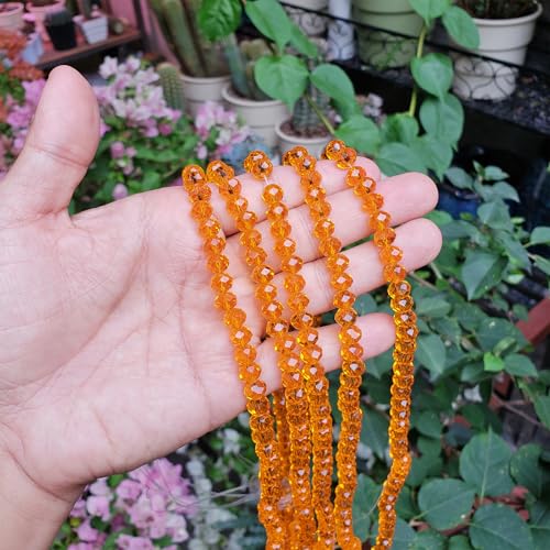 Image of 8mm Rondelle Glass Beads for Jewelry Making, Faceted Briolette Crytal Spacer Beads for Bracelet Necklace Earring, Orange 300pcs