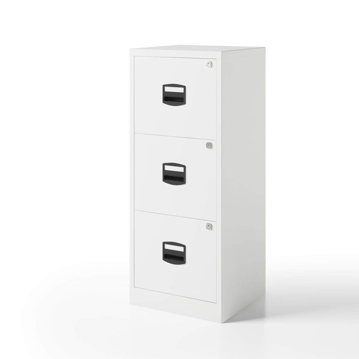Bisley Home Hängeregistraturschrank PFA, 3 HR-Schubladen, Metall, 696 Verkehrsweiß, 40 x 41.3 x 101.5 cm