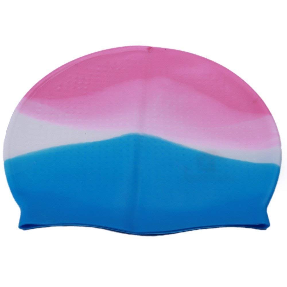 AVS RETAIL Swimming Kit with Swimming Goggles Silicone Swimming Cap + 1 Nose Clip + 2 Ear Plugs (MULTIBLUE AND PINK)