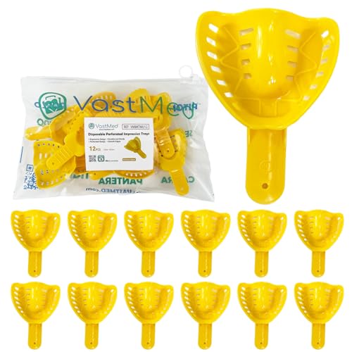 12 PCs Dental Grade Disposable Perforated Dental #3 Medium Upper Impression Trays by VASTMED | Plastic Materials Teeth Holder Dental Central Supply for Oral Tools