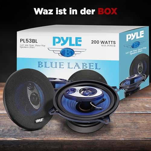 Pyle 5.25” Car Sound Speaker (Pair) - Upgraded Blue Poly Injection Cone 3-Way 200 Watt Peak w/Non-fatiguing Butyl Rubber Surround 100-20Khz Frequency Response 4 Ohm & 1" ASV Voice Coil - Image 4