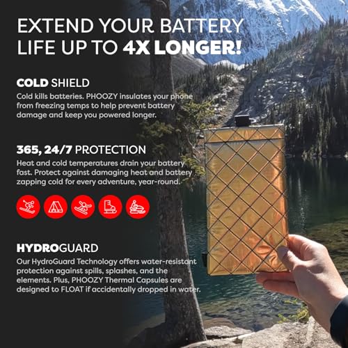 Image of PHOOZY Apollo II Thermal Phone Case with NASA-Derived Technology - Extends Battery Life 4X in Cold Weather and Heat - Military Grade 8-Foot Drop Protection Insulated Pouch - Medium Gold
