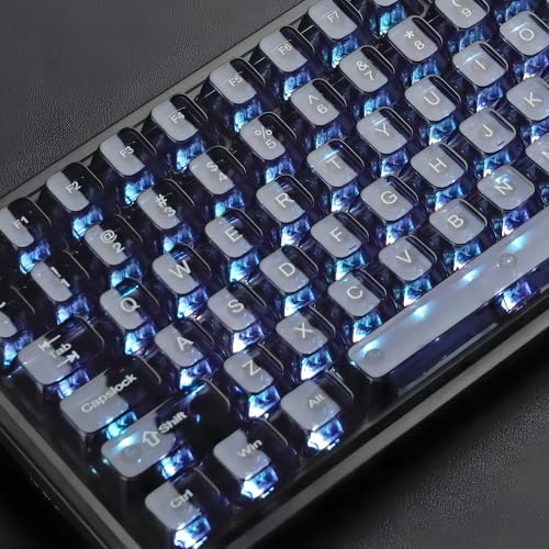 Image of dagaladoo Clear keycaps Set,Translucent Keyboard keycaps,Jelly Key caps | Shine Through keycap Glossy,Transparent MDA Profile Custom keycaps for Mx Switches Mechanical Keyboard(115-keys,Haze Blue)