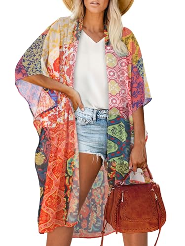 Image of Women's Kimono Beach Cover up for Summer Bathing Suits Cardigans Casual Loose Swimwear 2026