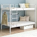 タンスのゲン 二段ベッド シングル 頑丈 耐荷重300kg 分割可能 スチール パイプ コンパクト 大人 子供 寮 ホワイト 65190027(92598)