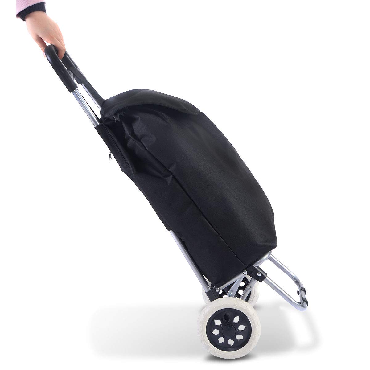 Buy Costway Folding Shopping Trolley 2 Wheel Lightweight Push Pull Shopping Cart Bag Luggage