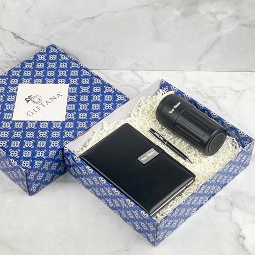 Image of Giftana 3 in 1 Personalized Diary with Pen, Coffee Tumbler Gift Set for Employee (Black 4)