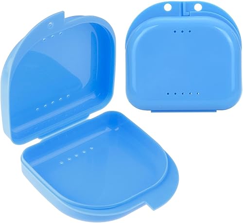 Estuche de retención de ortodoncia de 2 piezas, estuche de retenedor, funda de dentadura con orificios de ventilación para protector bucal y hilo