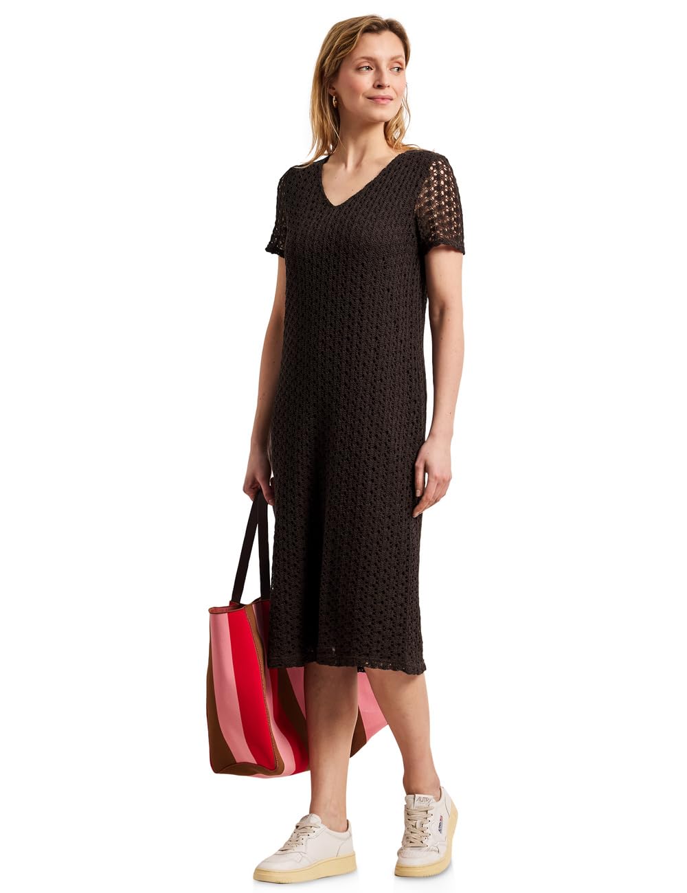 Street One Damen 1409271 Midi-Kleid aus Spitze in Unifarbe (1er Pack)
