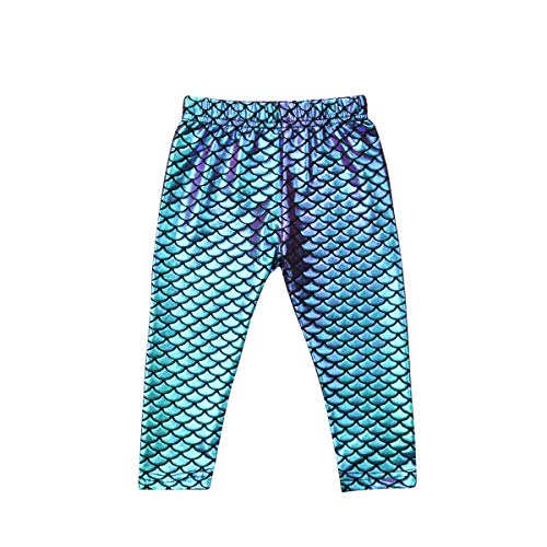 windyghy Kids Baby Girls Mermaid Fish Stretch Long Leggings Tight Pants (Purple Blue, 1-2 Years)