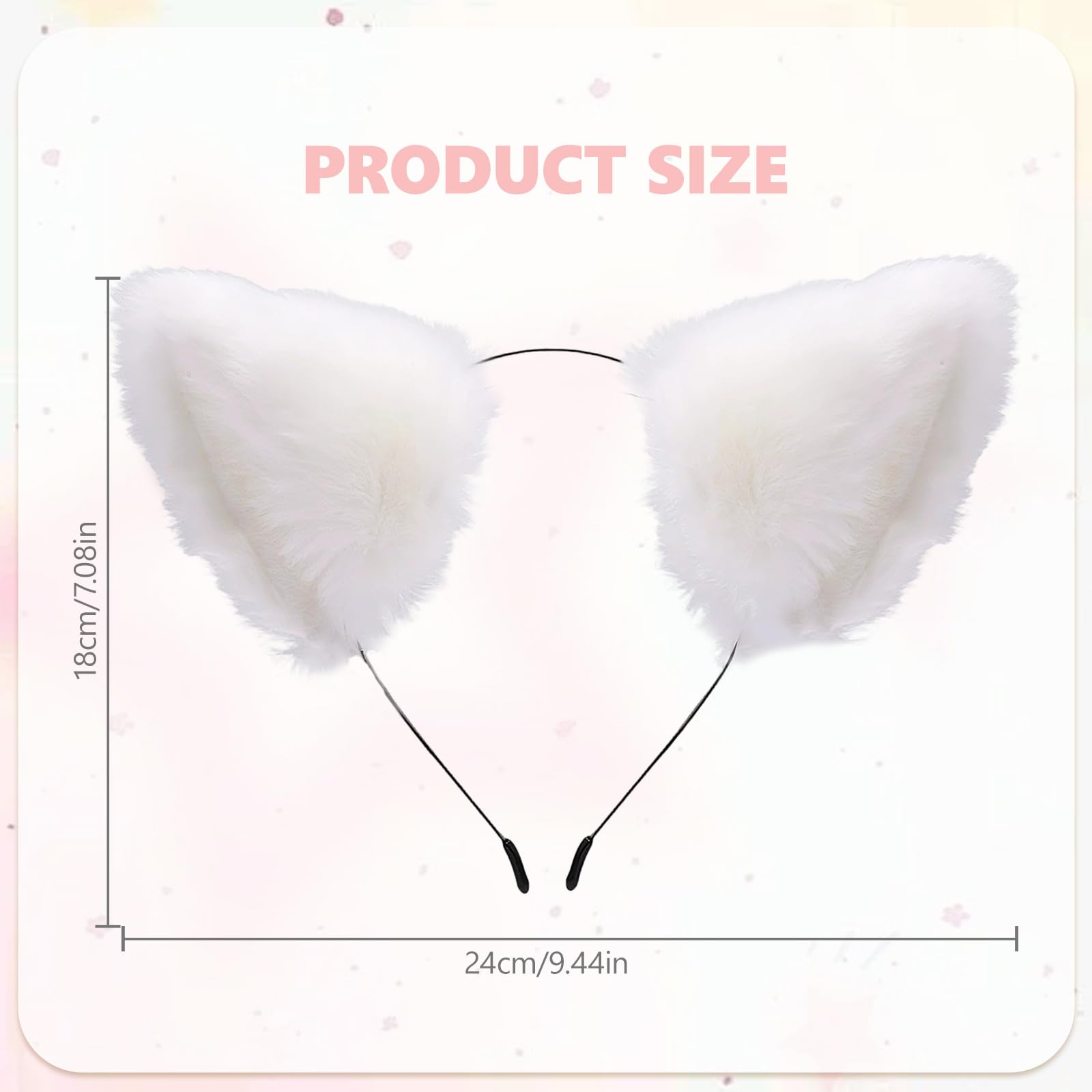 KBSICWO Faux Fur Fox Cat Ears Headband, Realistic White Fluffy Cat Ear Headband - Image 2