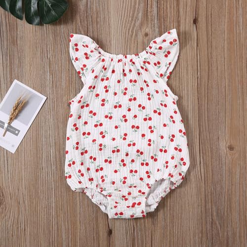 Fanvereka Infant Newborn Baby Girl Summer Romper Toddler Girls Bodysuit Cherry Sleeveless Jumpsuit Playsuit Clothing2