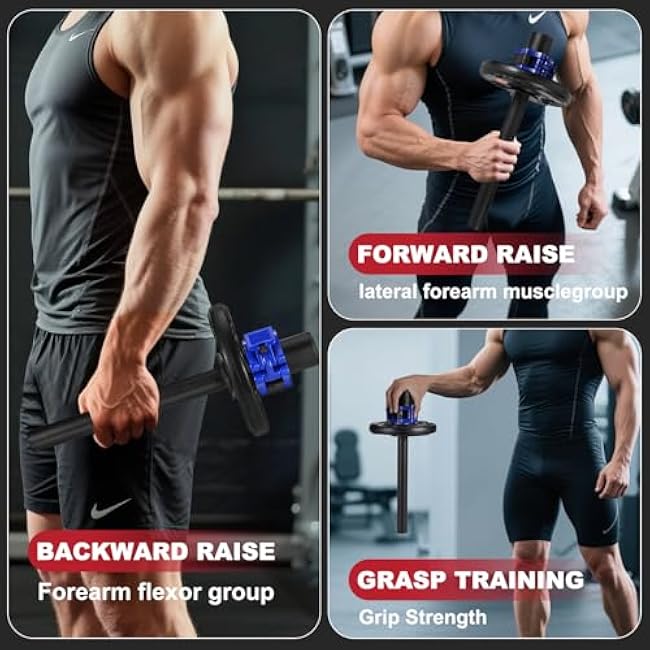 Forearm Strengthener & Forearm Exerciser, Wrist Exerciser Bar with a Barbell Clamps, Wrist Curl and Rotation Strength Trainer, Ideal for Grip Strength, Forearm Muscle Building