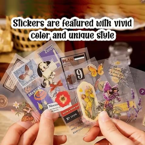 Image of FAMOUS QUALITY Self Adhesive 640Pcs /100 Sheets, Vintage Nature Stickers, Retro Decorative Sticker's for Scrapbook, Sticker's for Project, Japanese Style Sticker Set, Journals, Scrapbooking