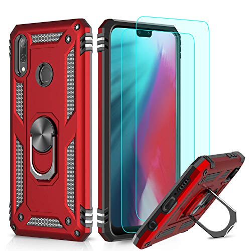 Masstimo Funda Huawei P20 Lite, Armor Carcasa con 360 Anillo iman Soporte Hard PC y Silicona TPU Fundas Carcasas para Huawei P20 Lite, con Protector de Pantalla (Rojo)