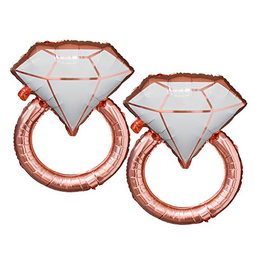 Tellpet Giant Diamond Ring Balloons, Bachelorette Engagement Wedding Party Decor, 2 Pcs, Rose Gold #TOP1