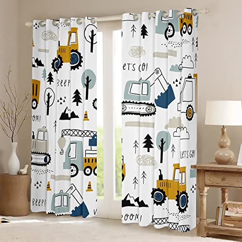 Loussiesd Cartoon Car Kids Curtains for Bedroom Living Room Construction Darkening Dreapes Equipment, Multicolored 521 - Image 2