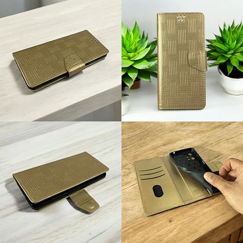Image of SBMS Flip Cover for Motorola Moto Edge 50 Fusion 5G Back Cover Case with Magnatic Closure|Inbuilt Stand|Card & Money Pocket (Mat Gold)