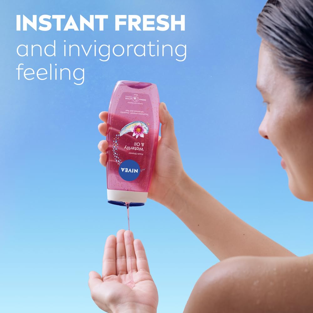 NIVEA Waterlily & Oil Shower Gel 250ml – Nourishing Body Wash with a Delicate Waterlily Scent & Caring Oil, Gently Cleanses and Softens Skin for a Fresh, Smooth, Pampered Feel Every Day
