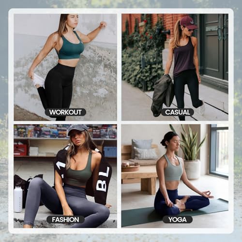 Image of TNNZEET High Waisted Leggings for Women - No See Through Tummy Control Cycling Workout Yoga Pants with Pockets Reg & Plus