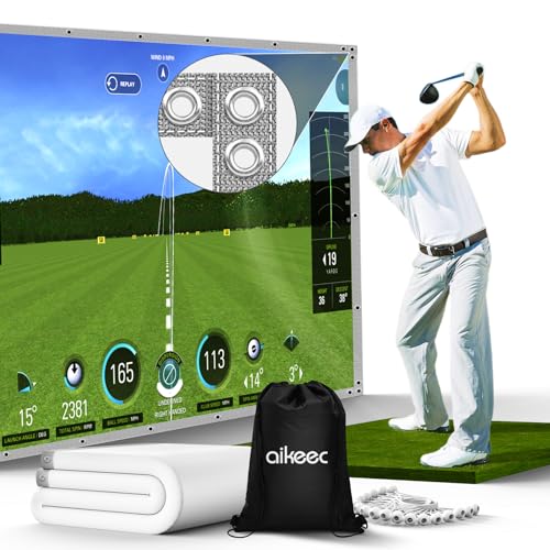 Golf Simulator Impact Screen: Ultra Clear Golf Impact Screen for Home/Indoor/Garage Swing Training - Thickened Golf Practice Net with 48pcs Grommet Holes, 10 ft x 10 ft