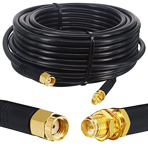Boobrie Élevé Câble RPSMA 10M Câble Coaxial RG58/U RP-SMA Mâle à RP-SMA Femelle Antenne RPSMA à Faible Perte Extension SuperFlex RG58 pour Antenne WiFi...