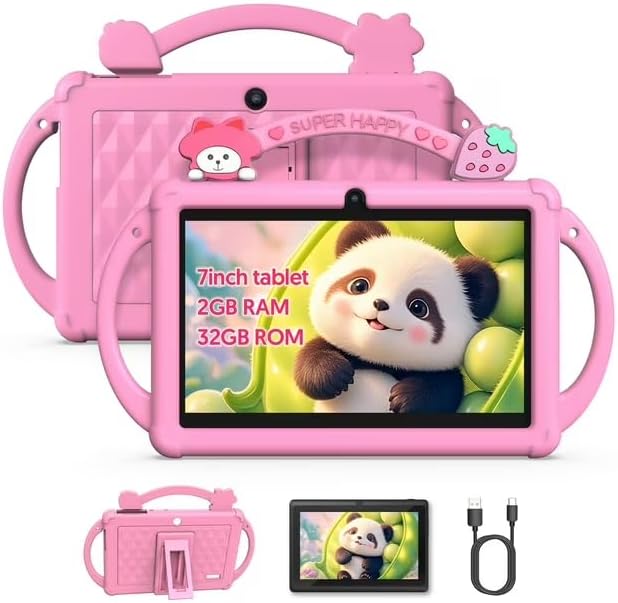 Tedupee K7 PRO C 7-inch Kids Tablet in pink protective case