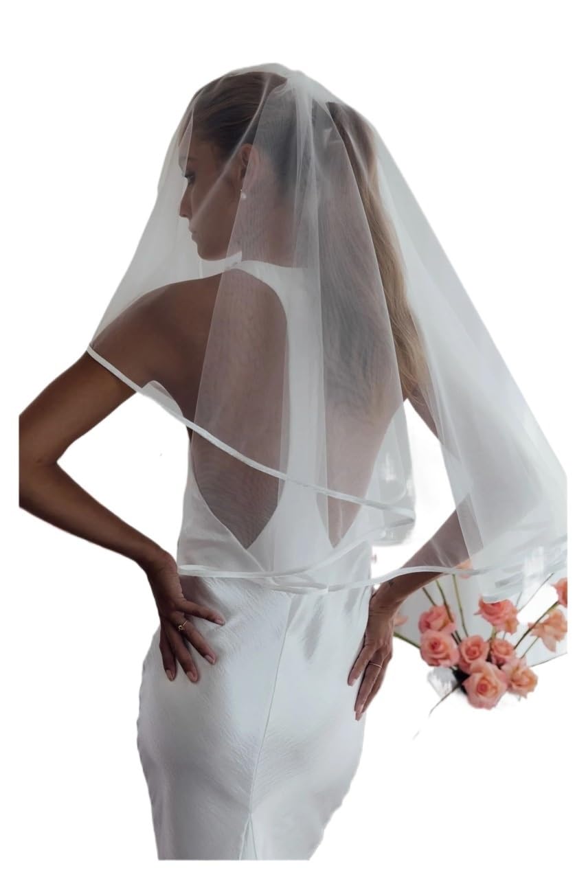 Velo Novia Velo De Novia Bride To Be Velos Con Borde Lápiz Marfil Blanco Accesorio